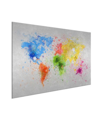 Weltkarte Farbspritzer bunt Aluminium