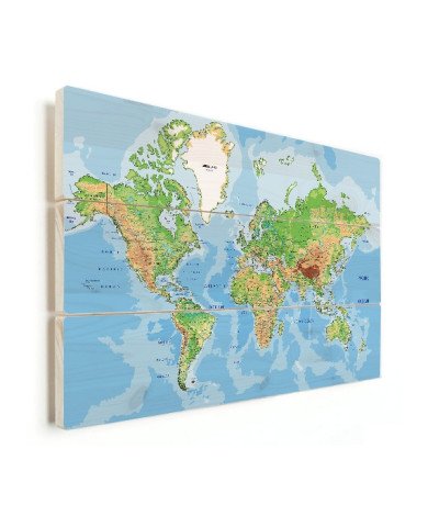 Weltkarte Geografisch Holz