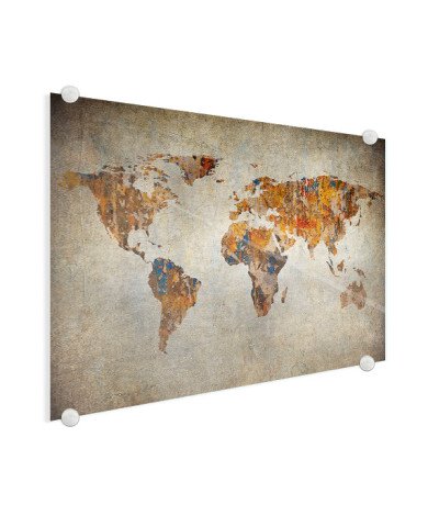 Weltkarte Malerei auf Stein Acrylglas