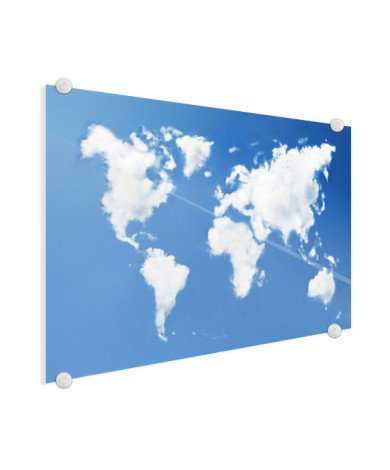 Weltkarte Wolken Acrylglas