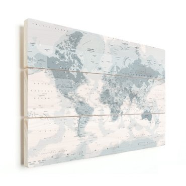 Weltkarte auf Holz gedruckt
