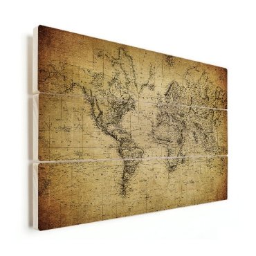 Vintage Weltkarte auf Holz
